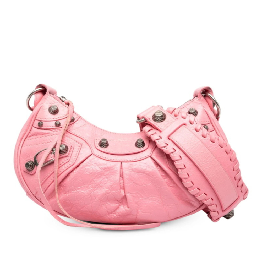 Balenciaga Le Cagole XS Crossbody Shoulder Bag 671309 Pink Leather Women's BA...